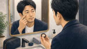 身だしなみを整える男性のイラスト